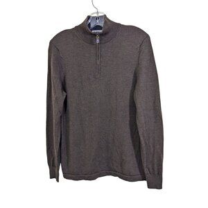 Jos A Bank Merino Wool Sweater Base Layer Mens Size M Brown Quarter Zip